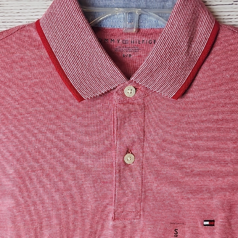 Tommy Hilfiger Men's Striped Red Polo Shirt - Picture 3 of 6